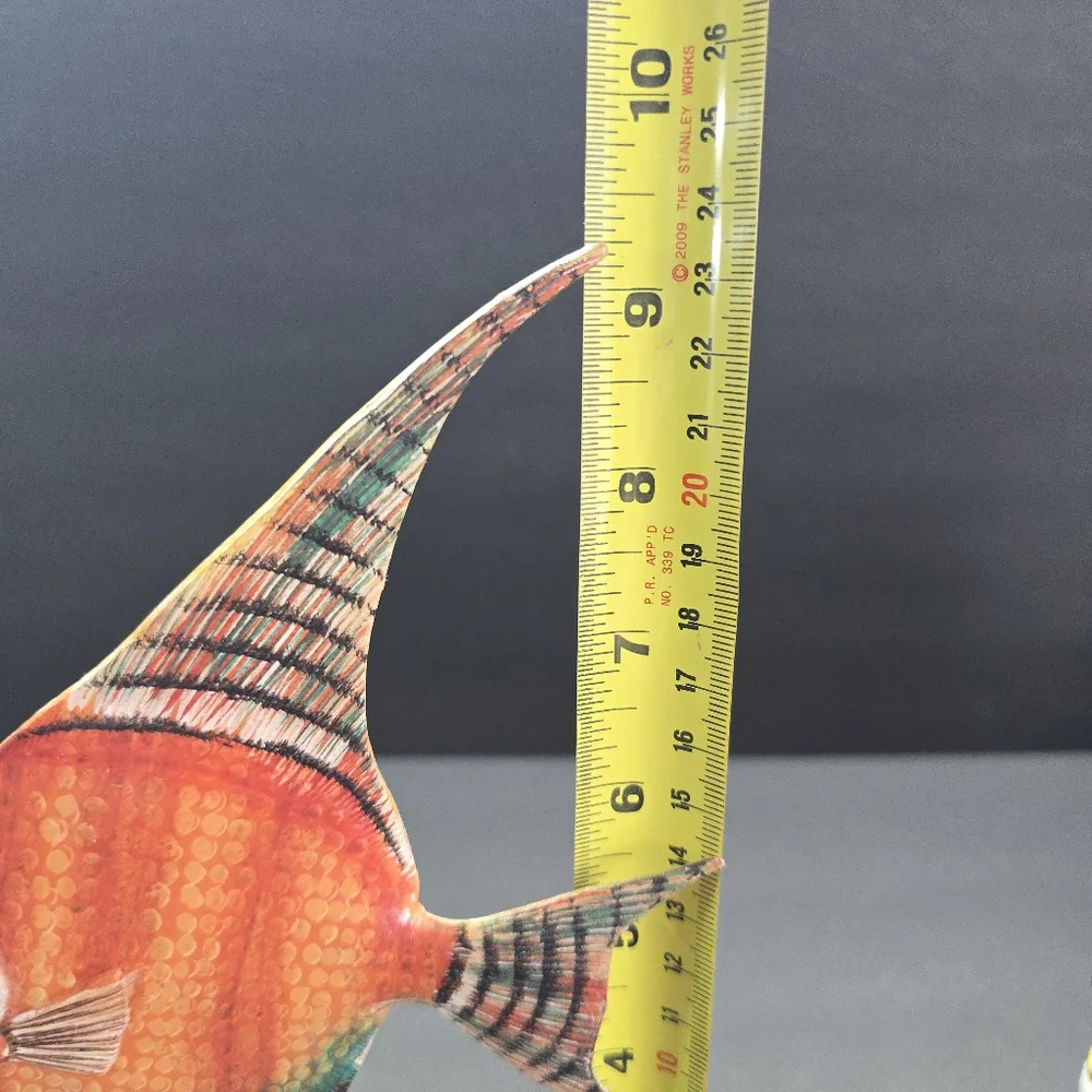 4 Hand Carved Hand Painted Tropical Fish on Real Coral Base 6